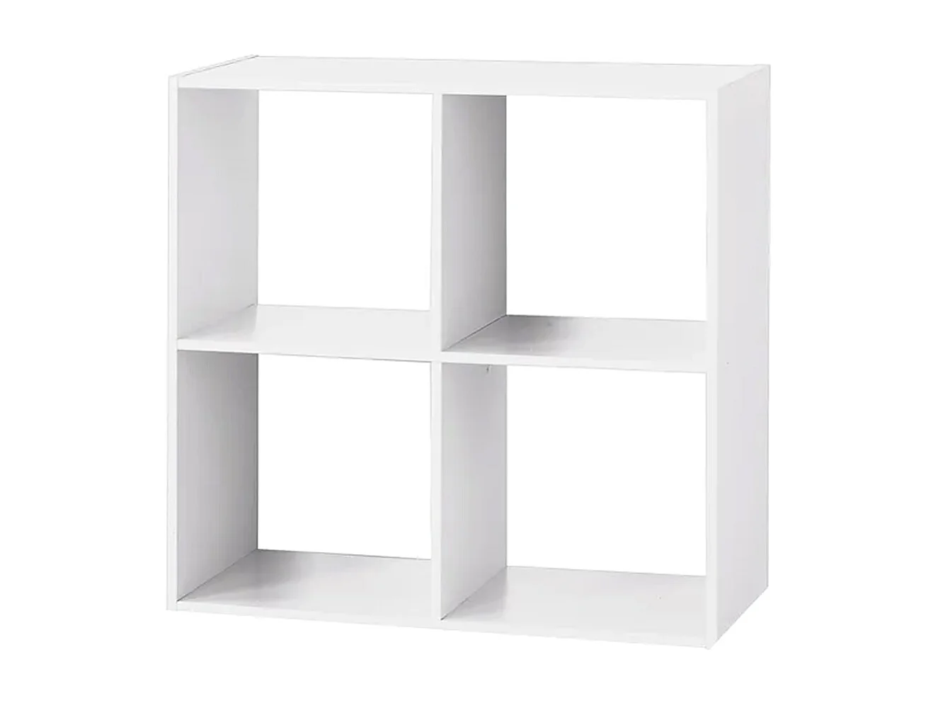 Étagère de 4 cubes à dos ouvert, meuble de rangement, bibliothèque en bois coloris blanc - Longueur 67,6 x profondeur 32 x Hauteur 67.6 cm