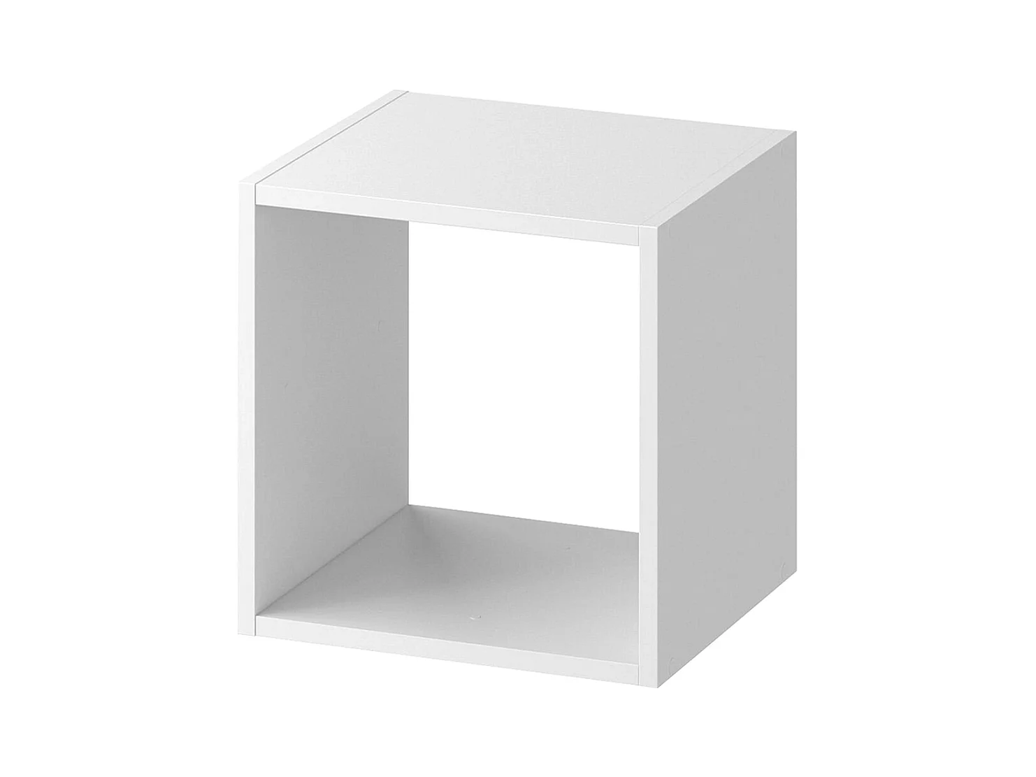 Étagère 1 case à dos ouvert, meuble de rangement en bois coloris blanc - Longueur 34,4 x profondeur 32 x Hauteur 34,4 cm