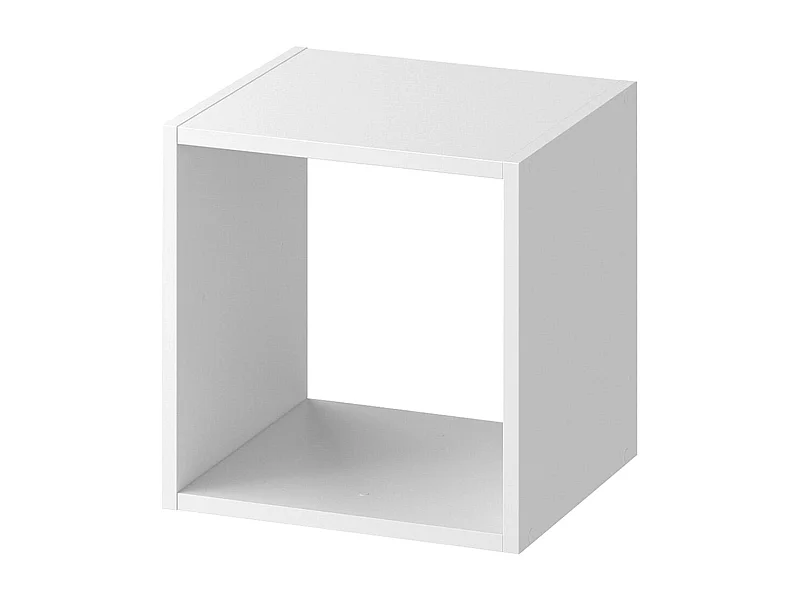 Étagère 1 case à dos ouvert, meuble de rangement en bois coloris blanc - Longueur 34,4 x profondeur 32 x Hauteur 34,4 cm