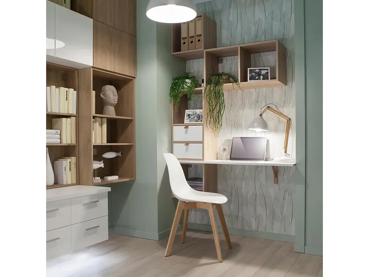 Étagère à 2 cases, meuble colonne de rangement ouvert pour livres et décoration coloris chêne  - Longueur 34,4 x profondeur 32 x Hauteur 67,6 cm