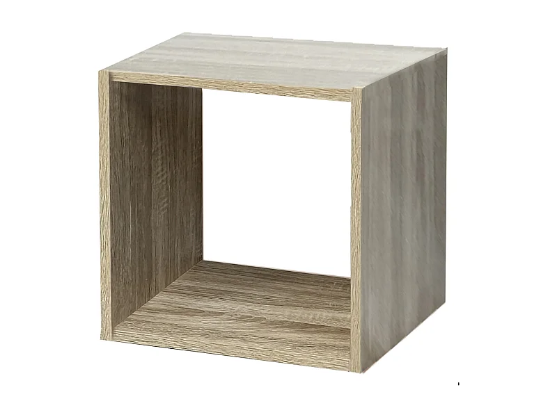 Étagère à 1 case, meuble de rangement ouvert pour livres et décoration coloris chêne - Longueur 34,4 x profondeur 32 x Hauteur 34,4