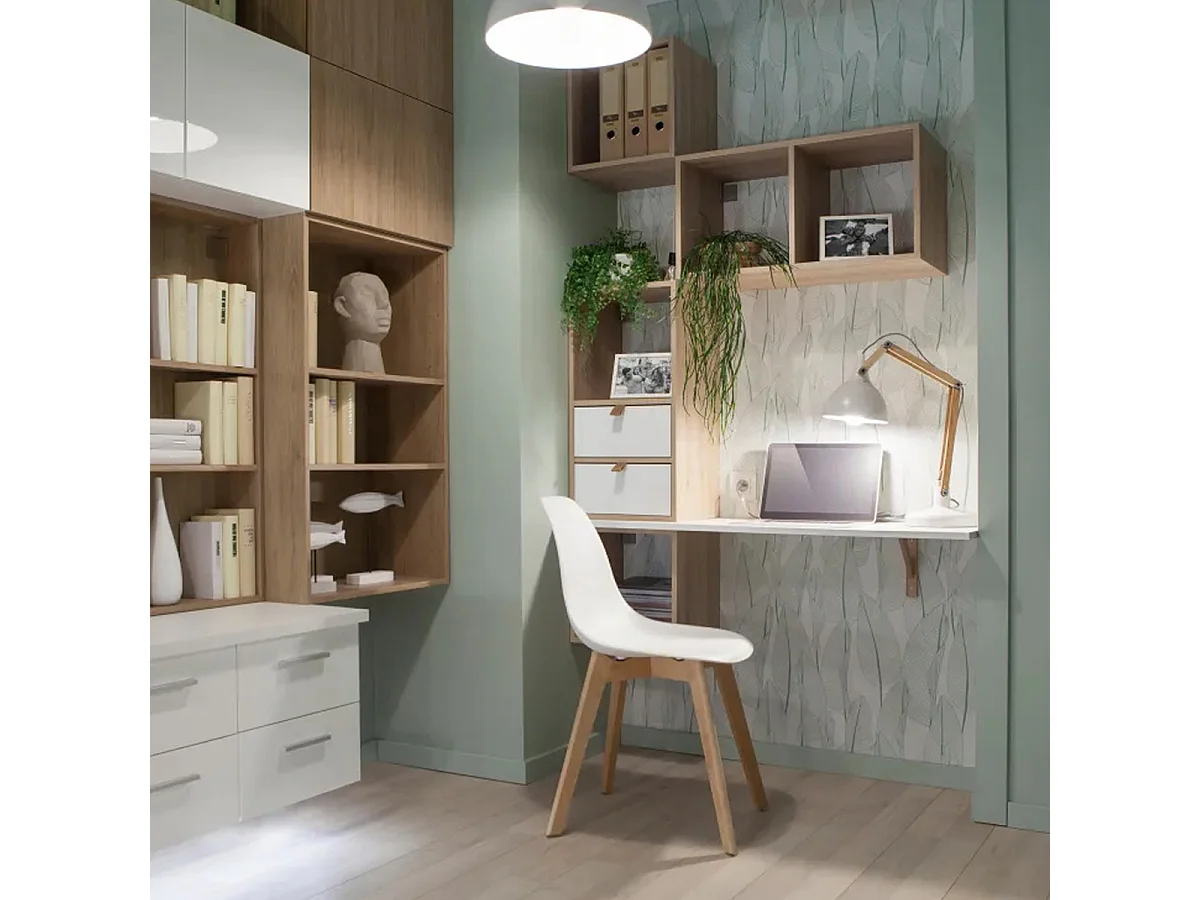 Étagère de 2 cubes à dos ouvert, meuble colonne de rangement en bois coloris blanc - Longueur 34,4 x profondeur 32 x Hauteur 67.6 cm