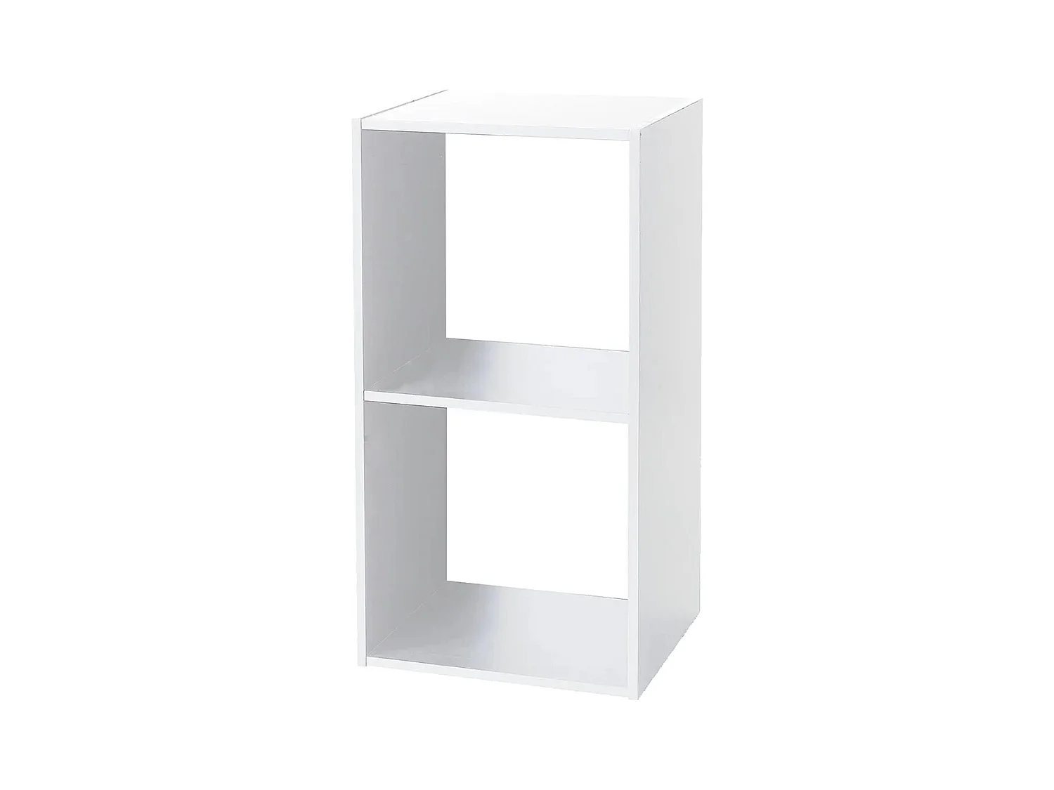 Étagère de 2 cubes à dos ouvert, meuble colonne de rangement en bois coloris blanc - Longueur 34,4 x profondeur 32 x Hauteur 67.6 cm