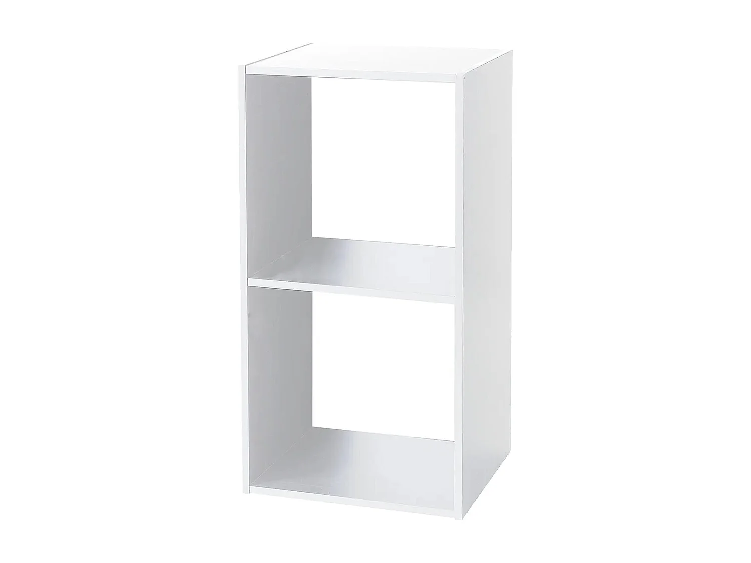 Étagère de 2 cubes à dos ouvert, meuble colonne de rangement en bois coloris blanc - Longueur 34,4 x profondeur 32 x Hauteur 67.6 cm