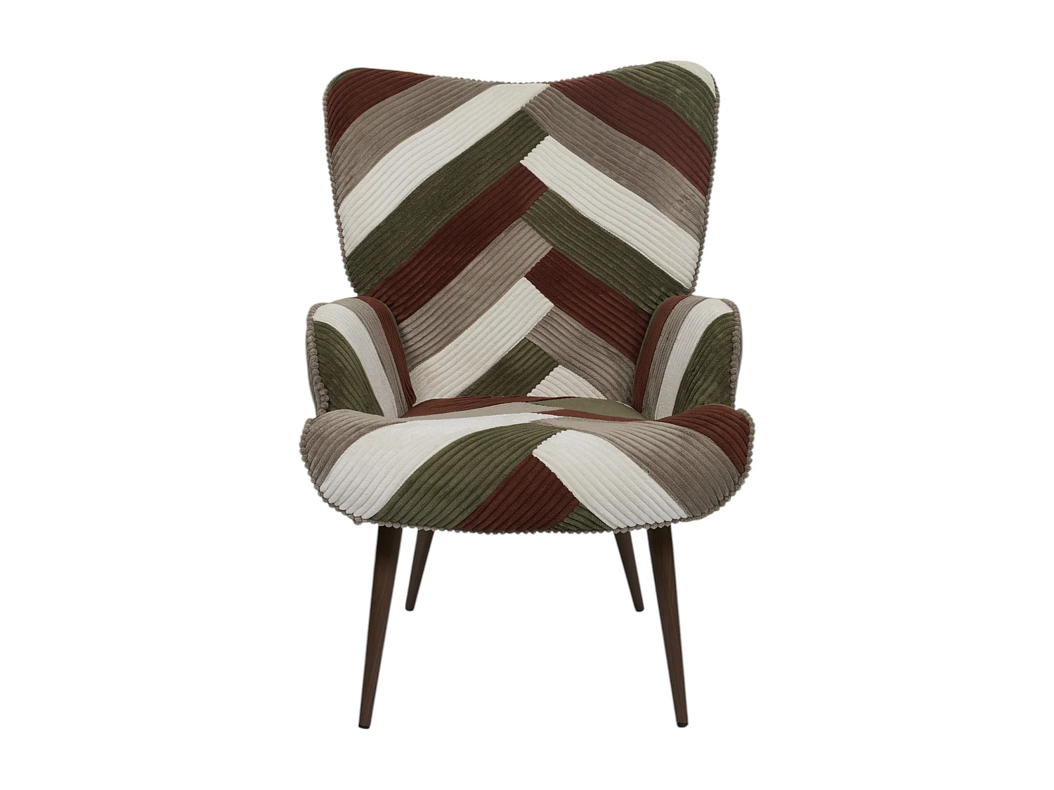 Fauteuil Salon Patchwork Cotele Scott Beige, Gris, Rouge, Vert