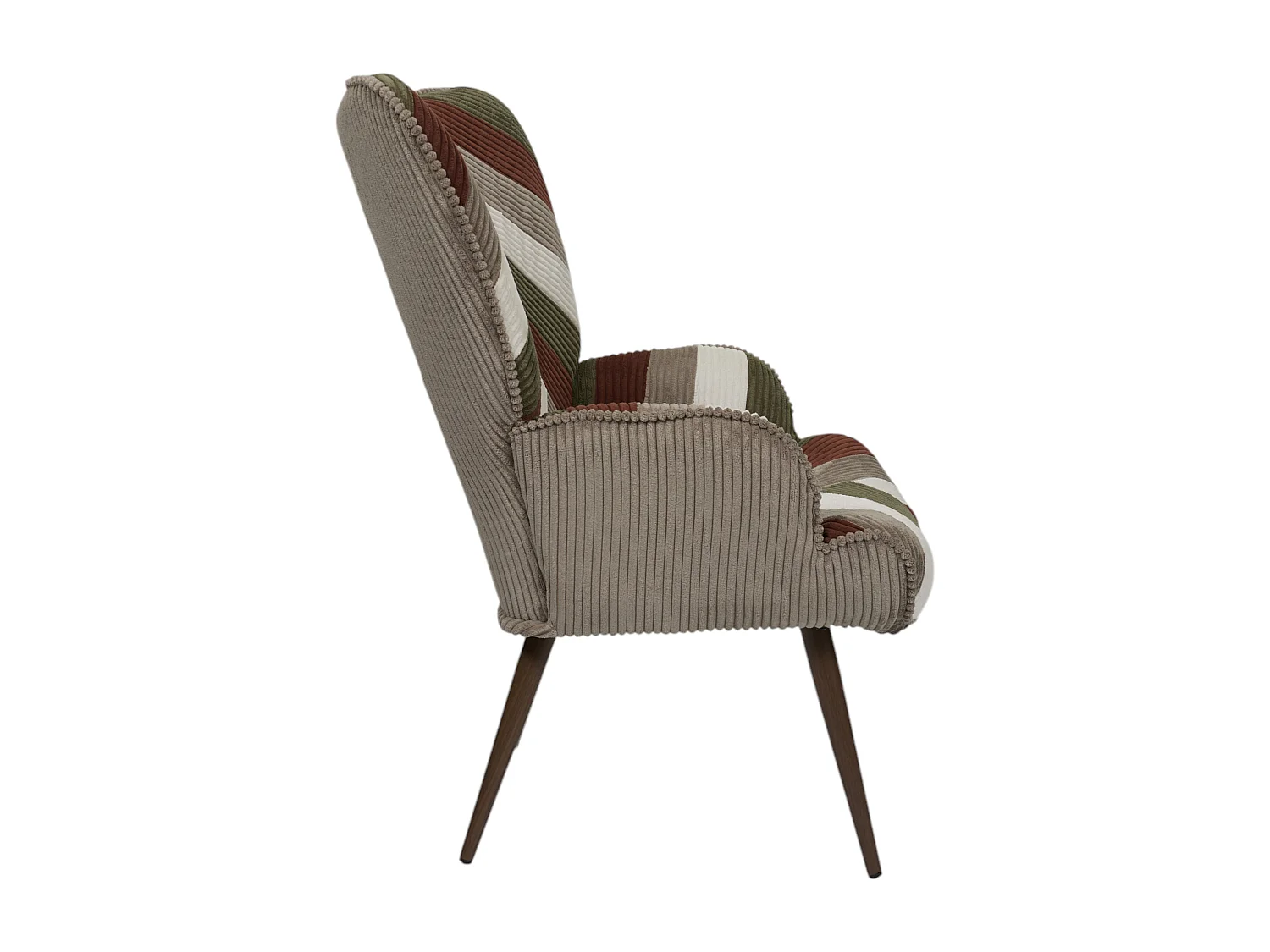 Fauteuil Salon Patchwork Cotele Scott Beige, Gris, Rouge, Vert