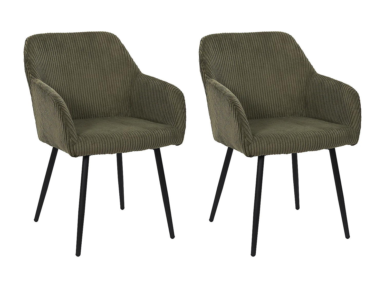 Lot de 2 Fauteuils - HOME DECO FACTORY - Scott - Côtelé - Vert