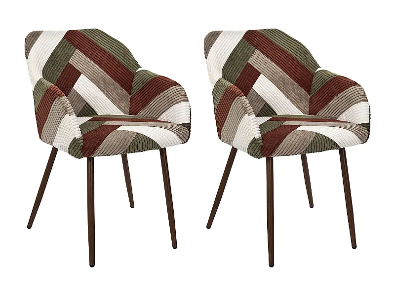 Fauteuil Patchwork Cotele Scott - Lot De 2 Beige, Gris, Rouge, Vert