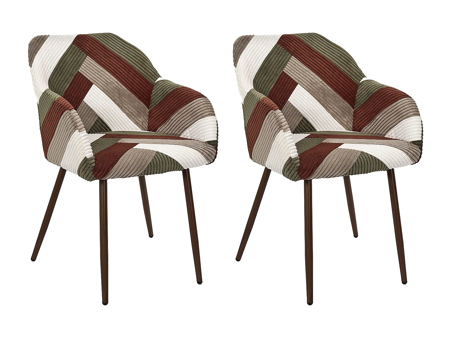 Fauteuil Patchwork Cotele Scott - Lot De 2 Beige, Gris, Rouge, Vert