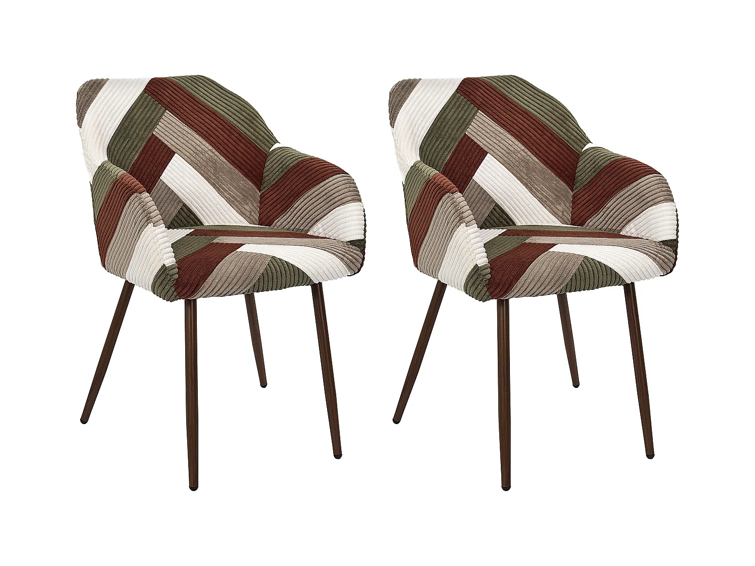Fauteuil Patchwork Cotele Scott - Lot De 2 Beige, Gris, Rouge, Vert