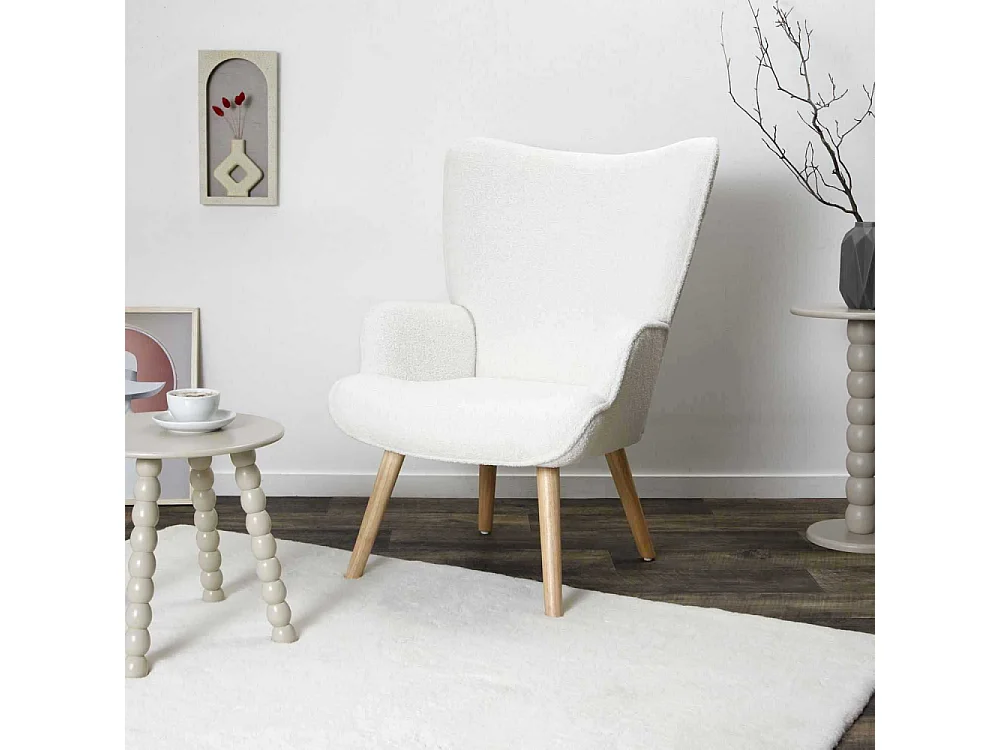 Fauteuil Bouclette Blanc Blanc