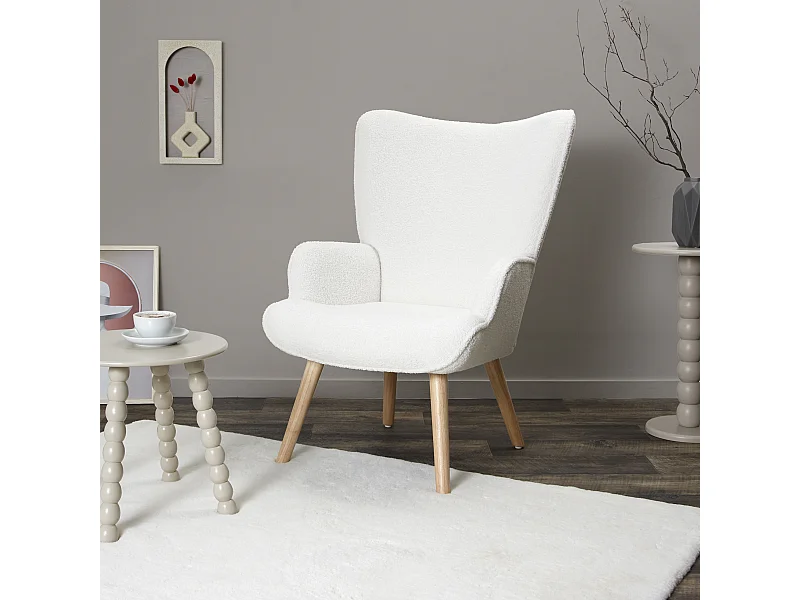 Fauteuil Bouclette Blanc Blanc