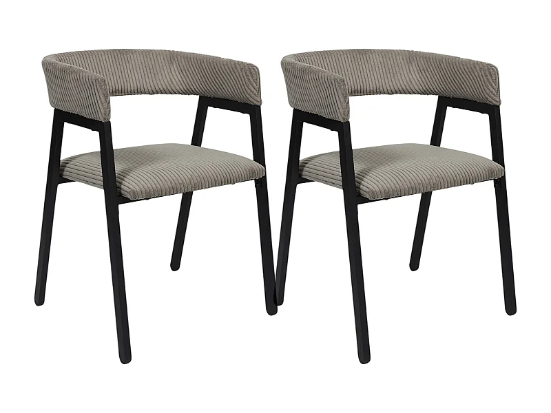 Fauteuil Design Cotele Scott Taupe - Lot De 2 Gris, Noir