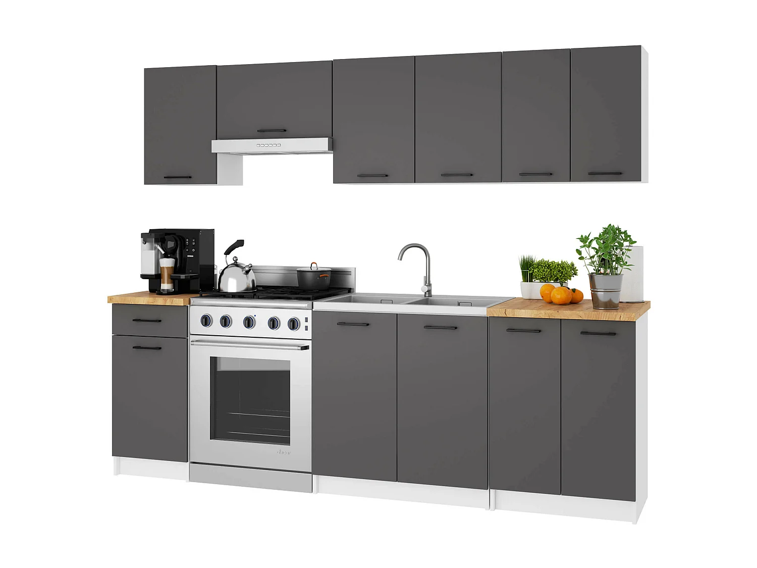 Armoires de cuisine basse AKORD S60 à four OLIWIA Blanc 60 cm 1 porte couleur Gris Graphite 1 étagère 60x55x82 cm