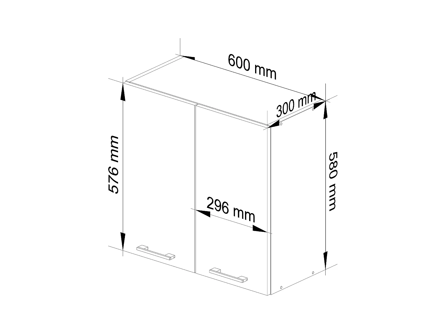 Hängeschrank Küchenschrank AKORD OLIWIA modular W60 Weiß 60 cm 2 Türen 2 Ebenen Front Graphitgrau B60 x H58 x T30 cm