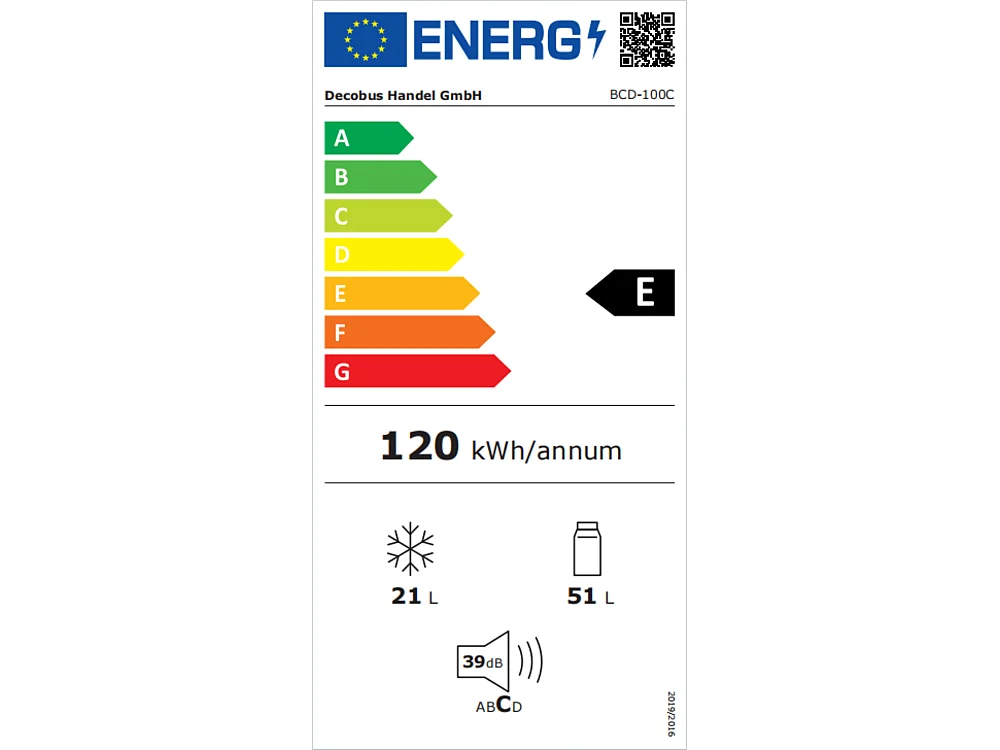 Dubbele deur koelkast met verstelbare en casters - 72L - 120KWH/jaar - Laag geluidsniveau van 39 dB - Klasse E - 45x44x91cm