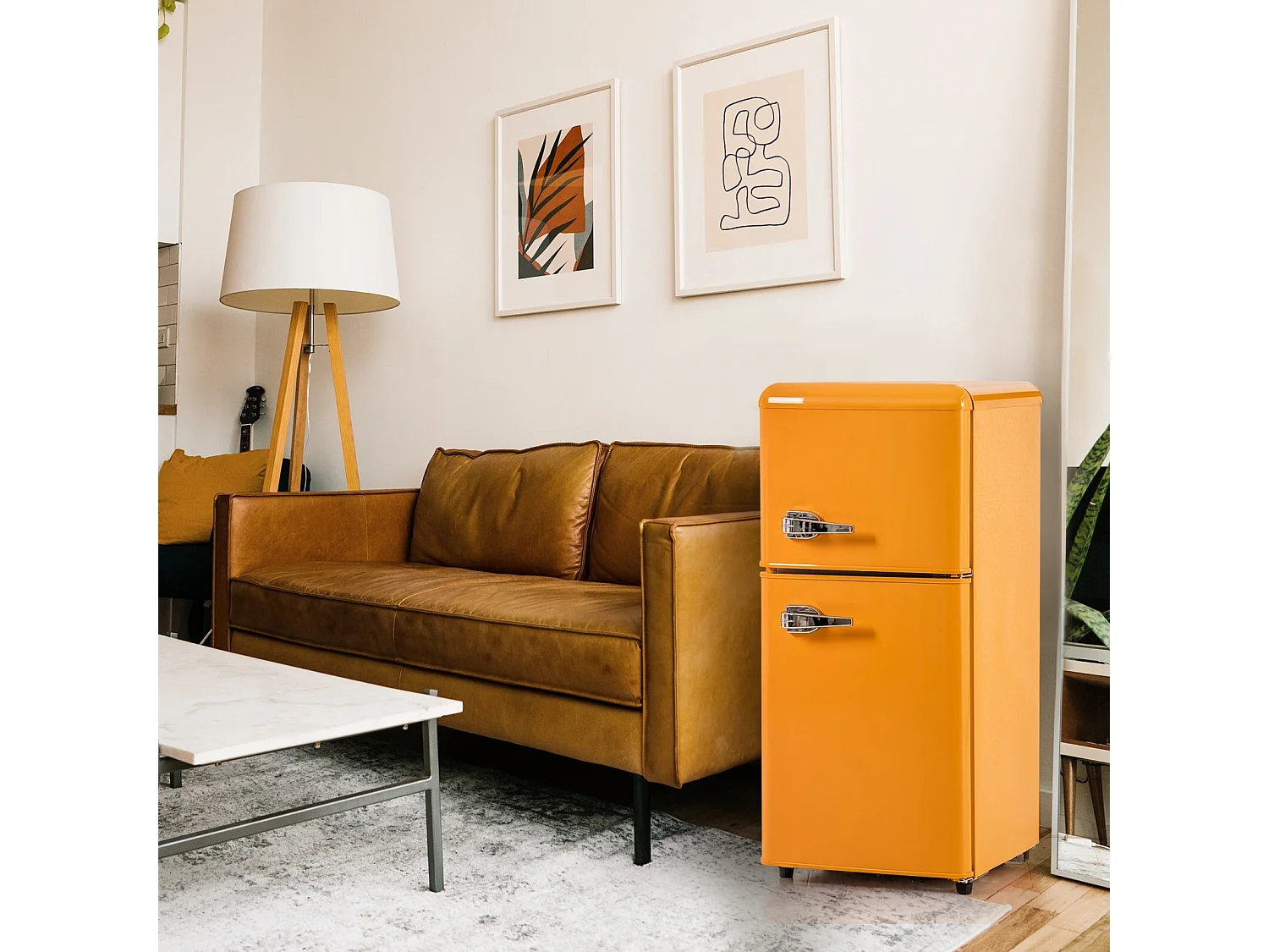 Mini Réfrigérateur 22L + 38L, 7 niveau température, -27°C∽13°C, sonore 45 dB, classe énergétique E, 102kWh/an, 42x45.5x88.8cm