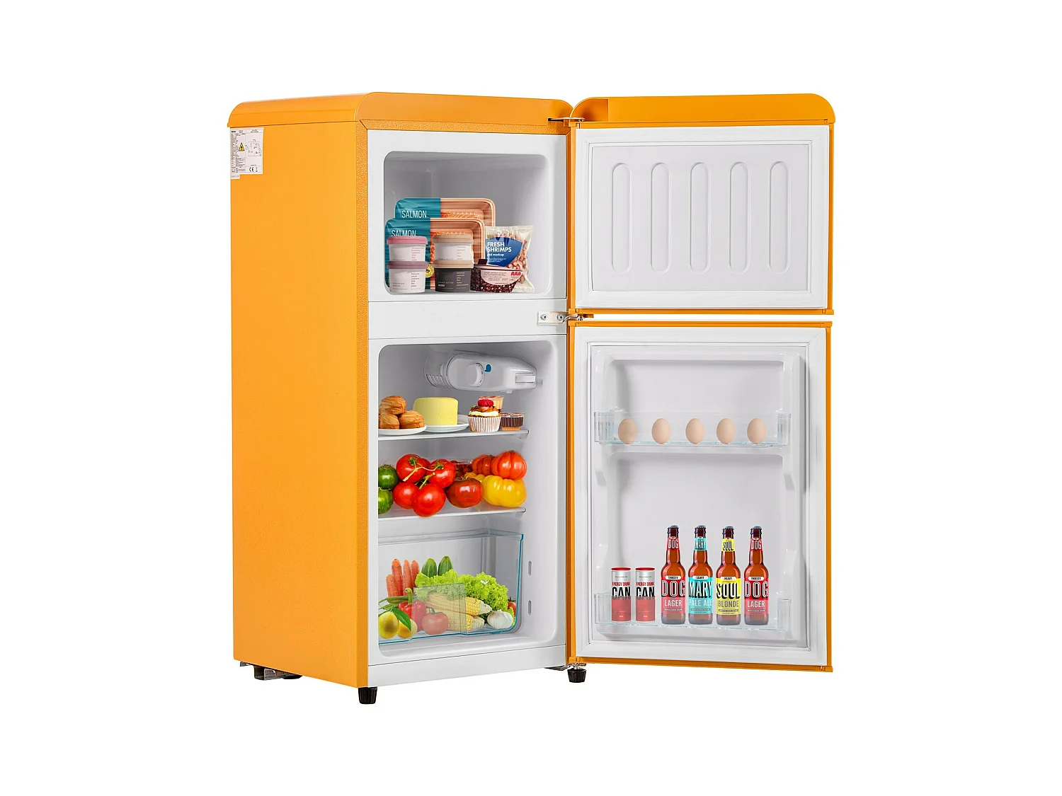 Mini Réfrigérateur 22L + 38L, 7 niveau température, -27°C∽13°C, sonore 45 dB, classe énergétique E, 102kWh/an, 42x45.5x88.8cm