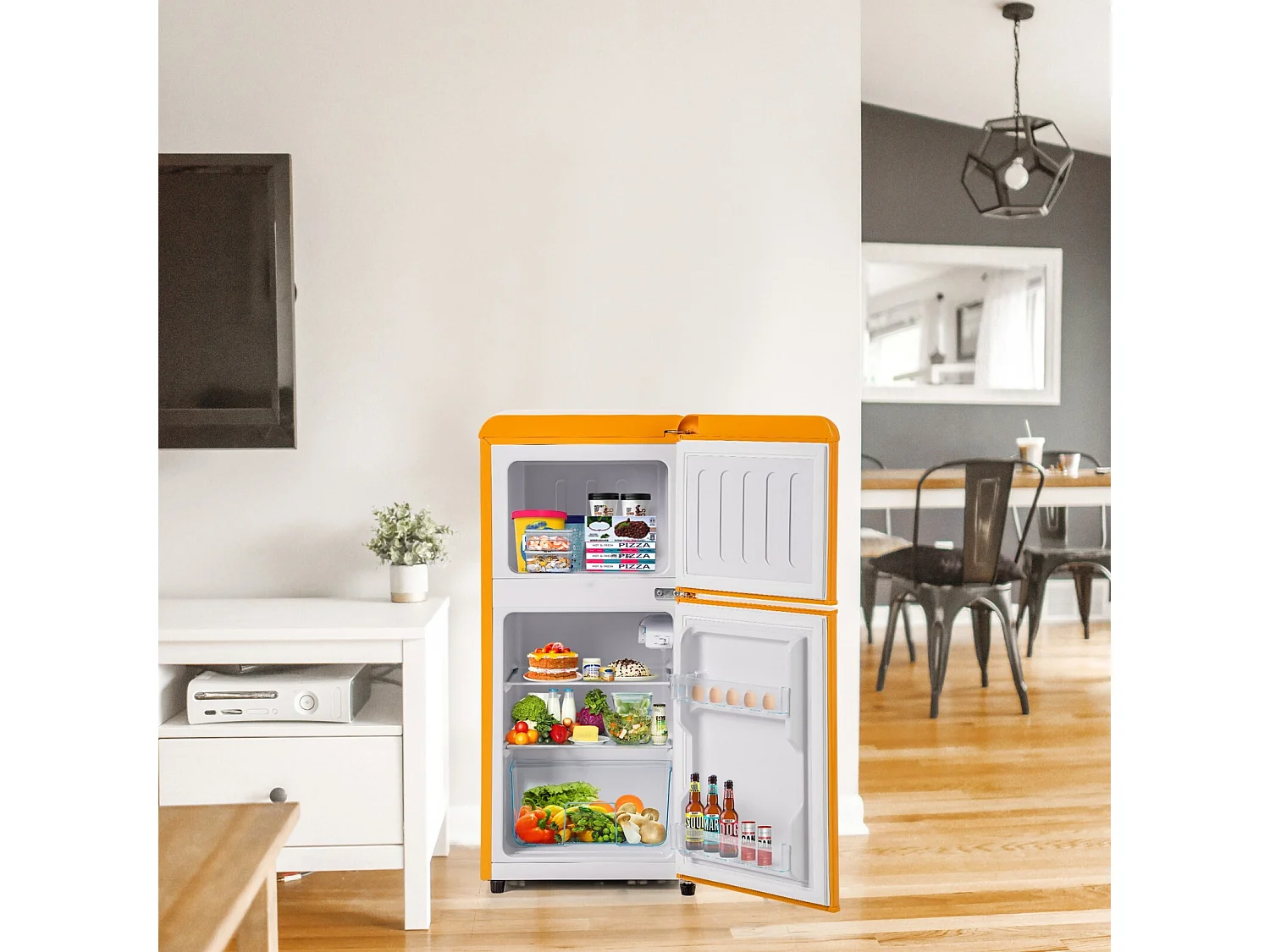 Mini Réfrigérateur 22L + 38L, 7 niveau température, -27°C∽13°C, sonore 45 dB, classe énergétique E, 102kWh/an, 42x45.5x88.8cm