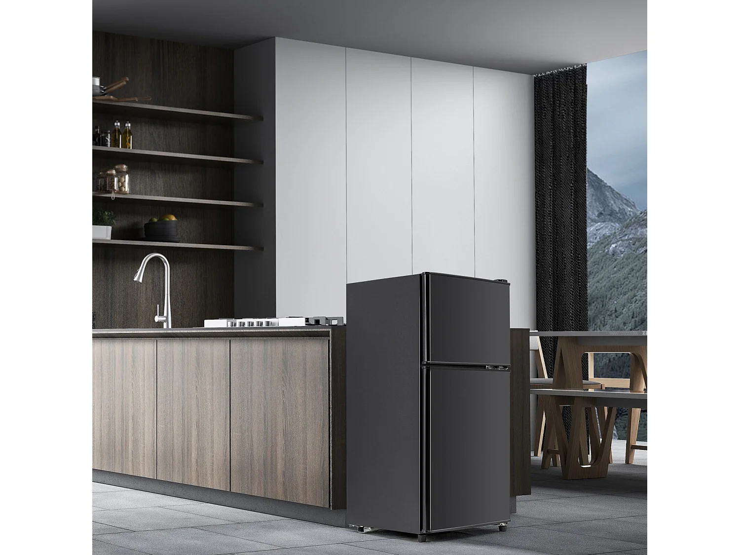 Réfrigérateur 22L+38L avec LED, pieds réglable, 172 kWh/an, -27 °C à 13 °C, 7 Niveau Température, énergétique E, 42x45.5x86.8cm