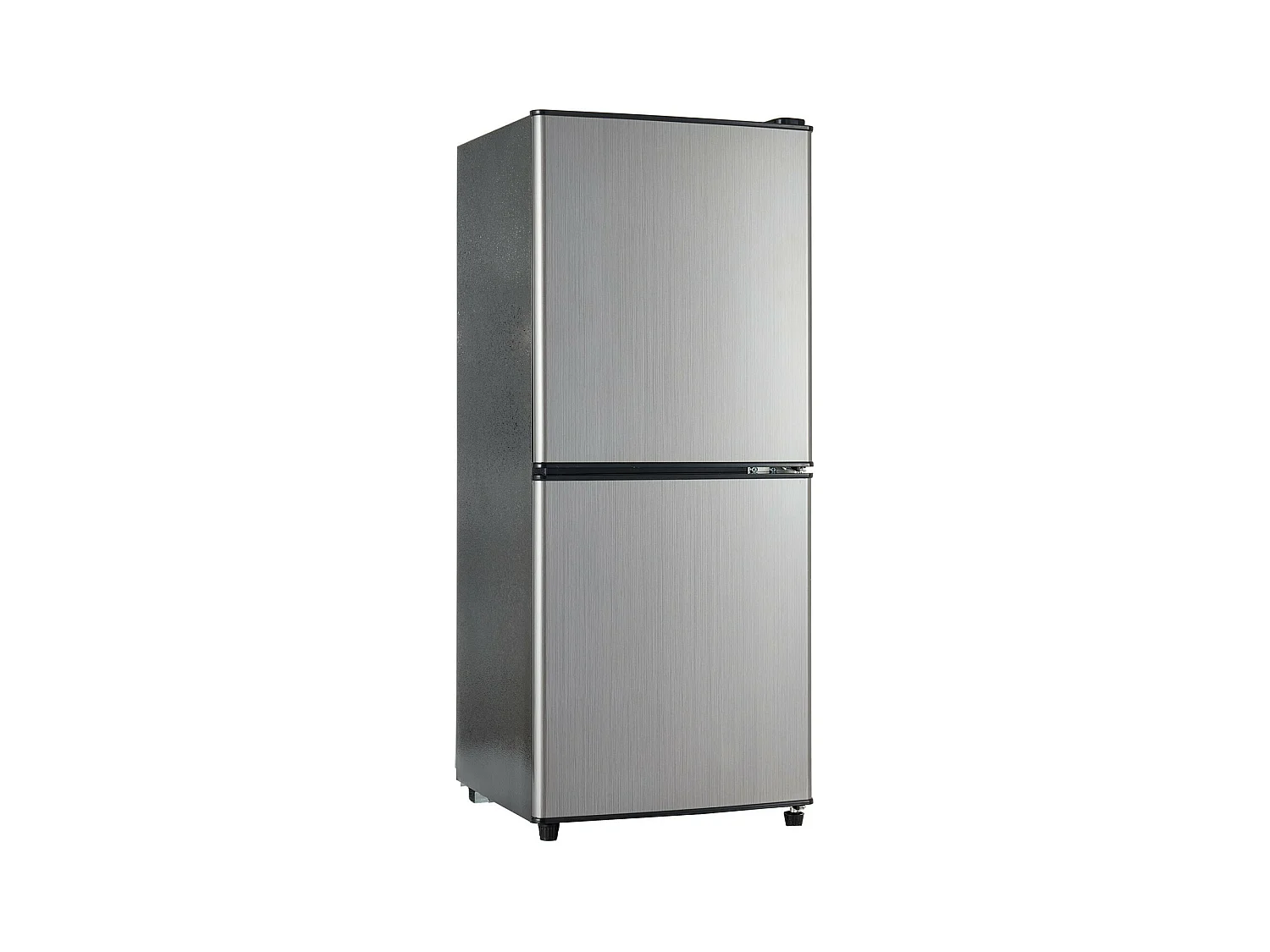 106L Silber+Schwarzer Kühlschrank mit Glaspartition und einstellbare Füße, 7 Temperatur, -25 ~ 10 ℃, Energieeffizienzklasse