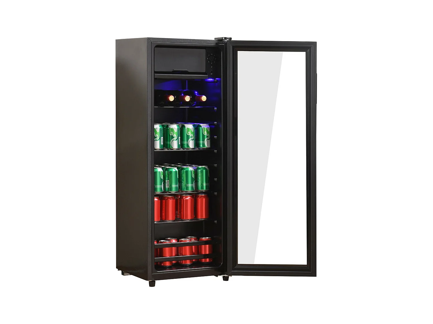 128L Kühlschrank mit 3 einstellbaren Regalen und Glasentür, -10 ° C bei 10 ° C, 90 kWh/Jahr, Energieeffizienz F, 40 x 41 x 109,5 cm