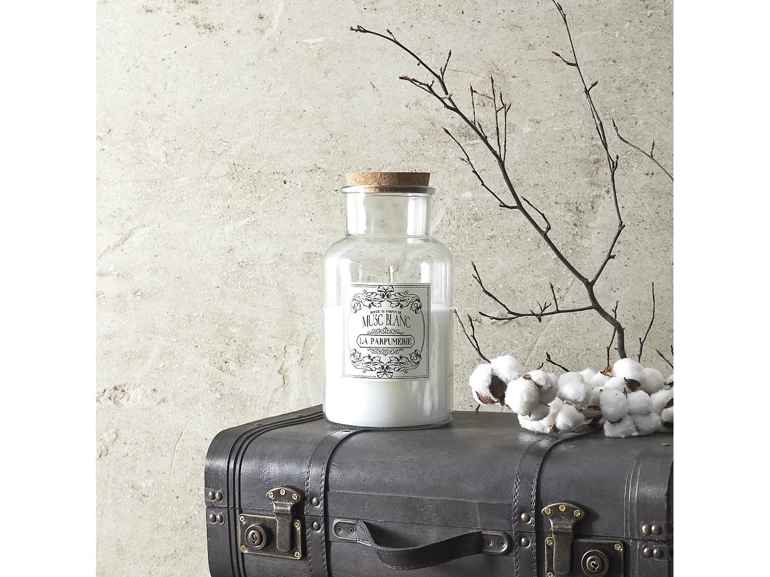 Bougie Parfumee H25.5cm Blanc