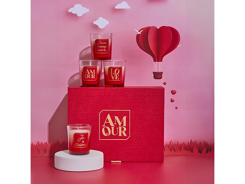 Bougie Parfumee X6 Coffret Amour Rouge