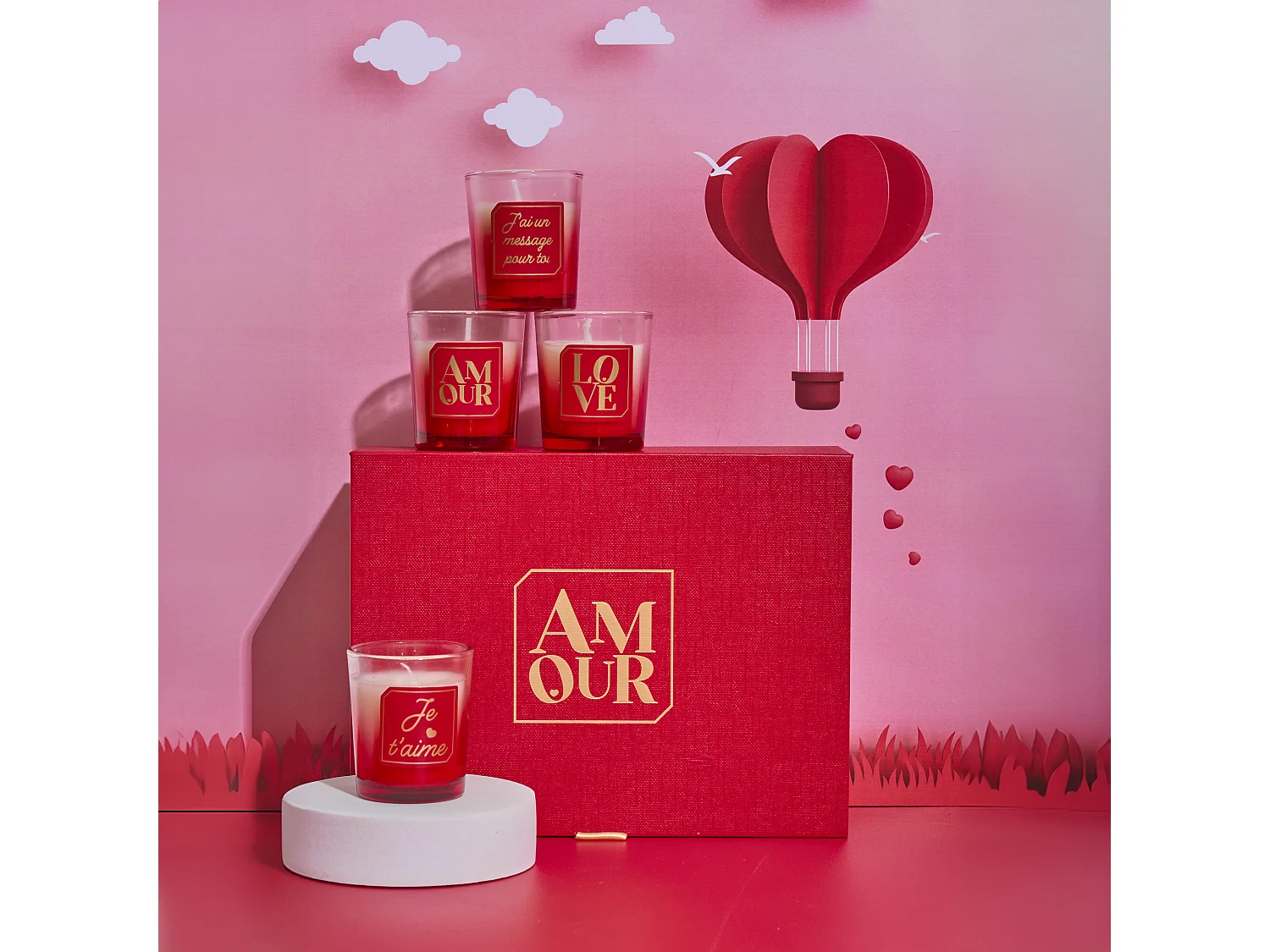 Bougie Parfumee X6 Coffret Amour Rouge