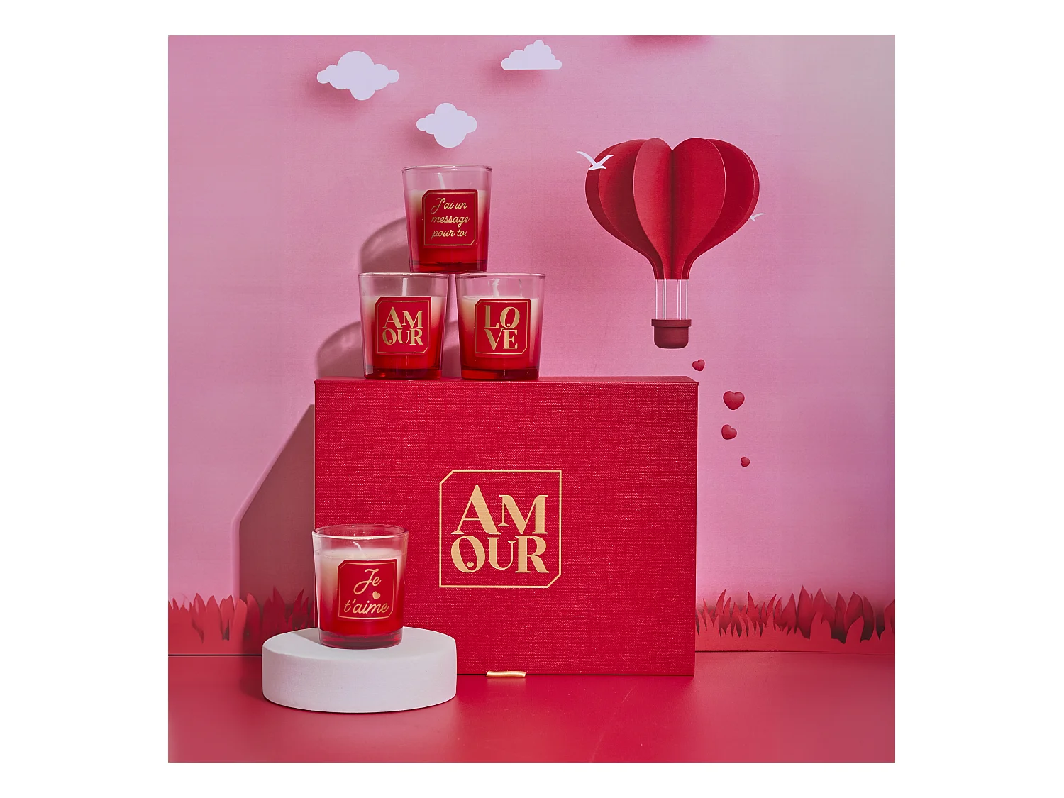 Bougie Parfumee X6 Coffret Amour Rouge