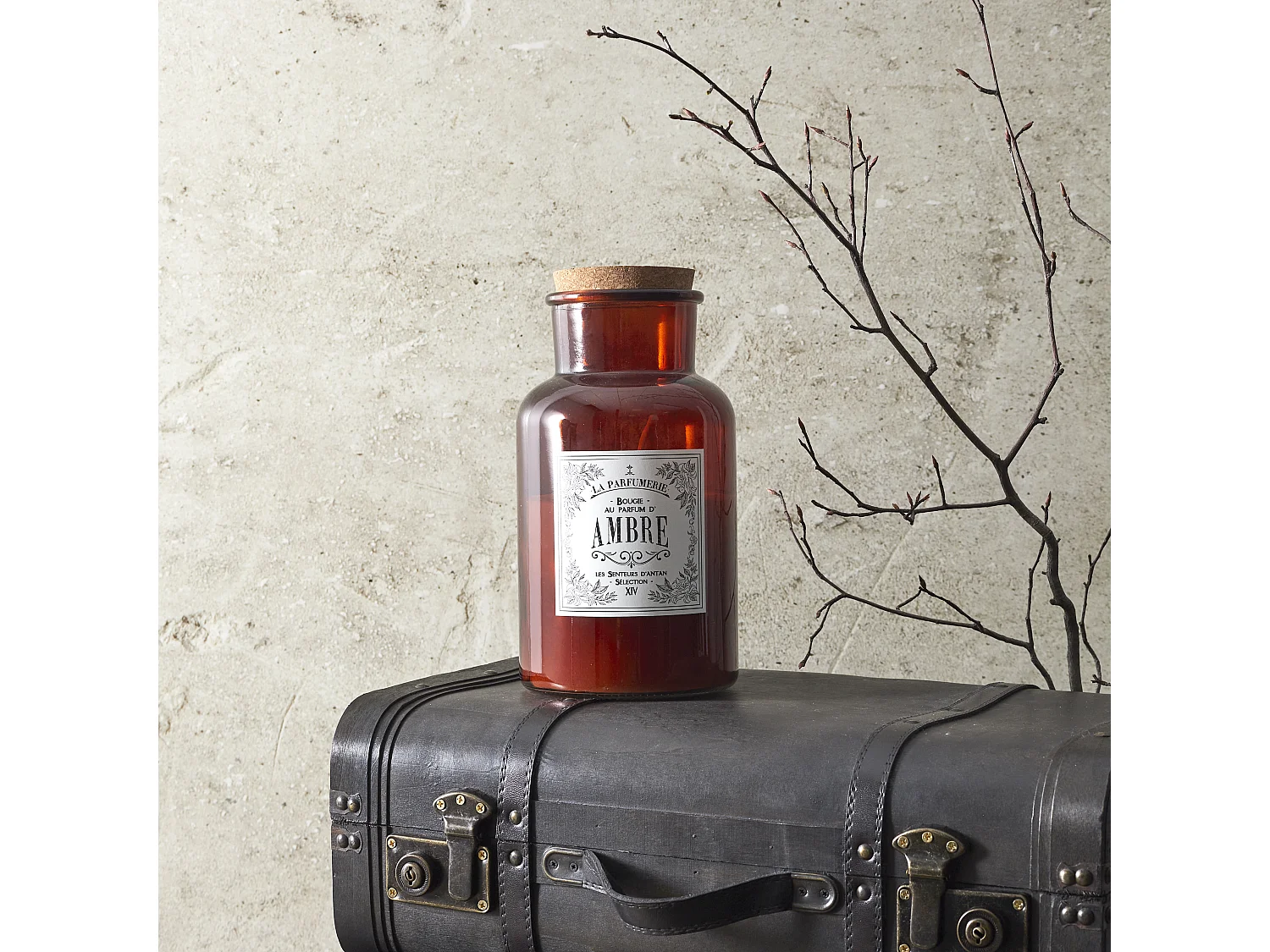 Bougie Parfumee H25.5cm Marron