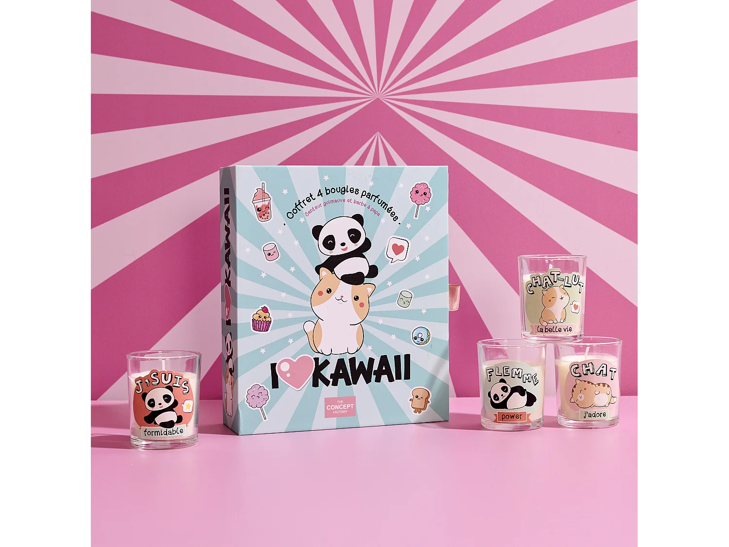Bougie Parfumee X4 Coffret Kawaii Multicolore
