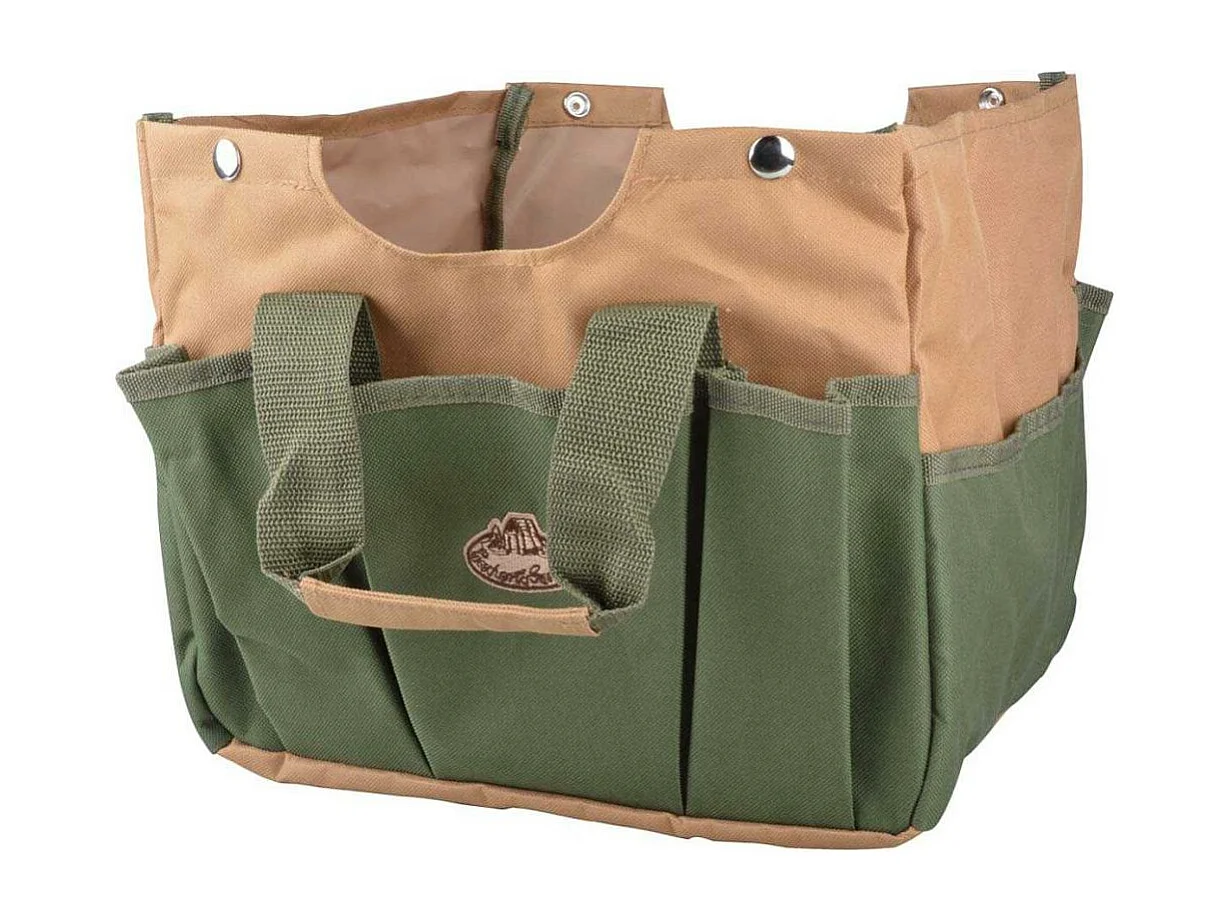 Składane Krzesło Ogrodowe z 2-w-1 Schowkiem na Narzędzia z Stali i Poliestru