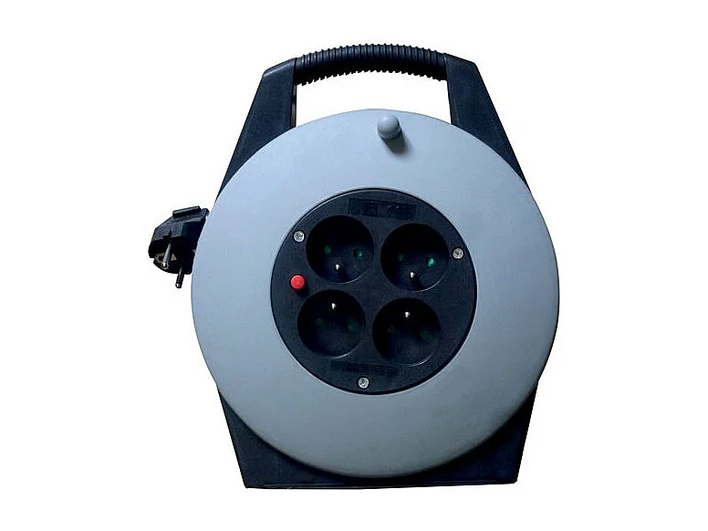 Enrollador Electraline 5m 4 Tomas K7 Gris/Negro