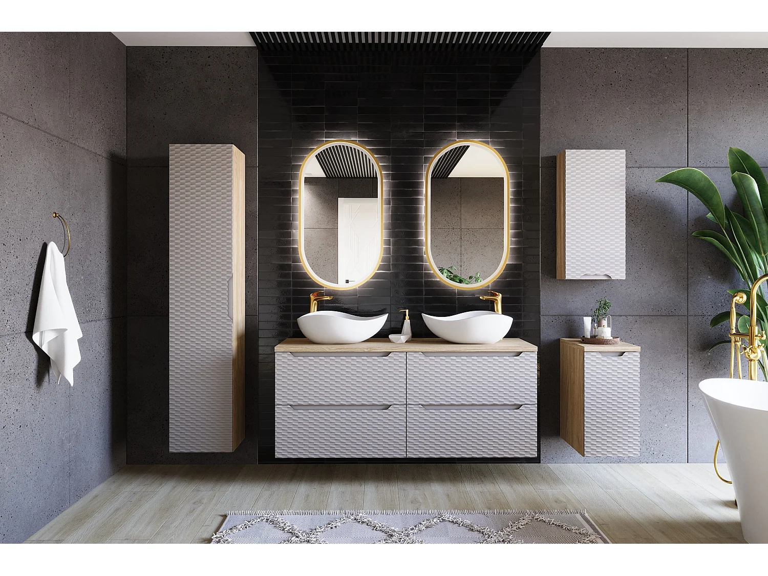 Armoire haute Ocean Beige 35 cm 1 porte