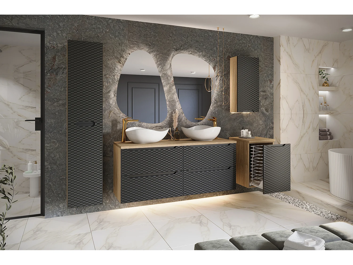 Armoire haute Ocean Black 35 cm 1 porte