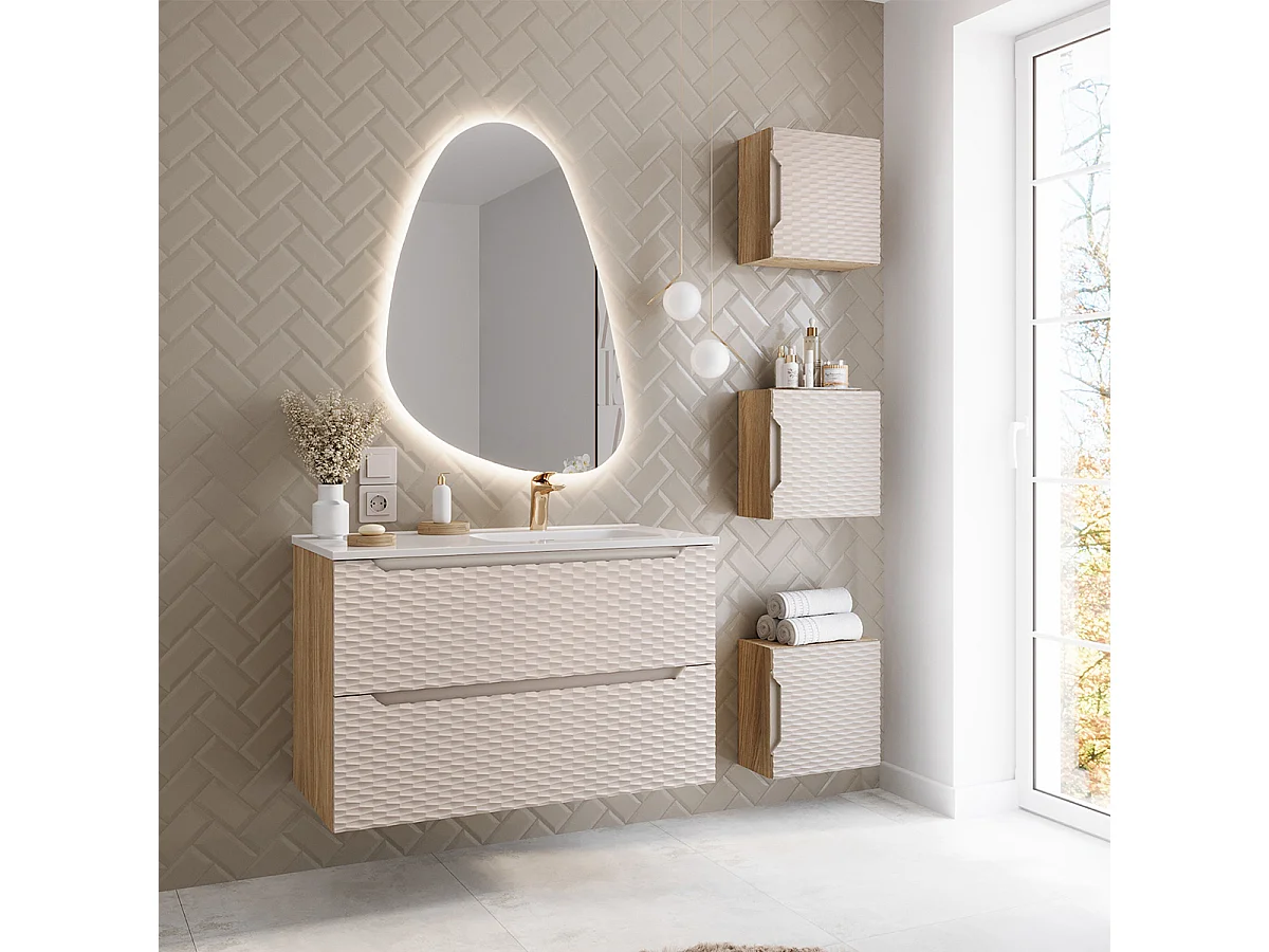 Armario de pared 1 puerta Elora Beige y Madera