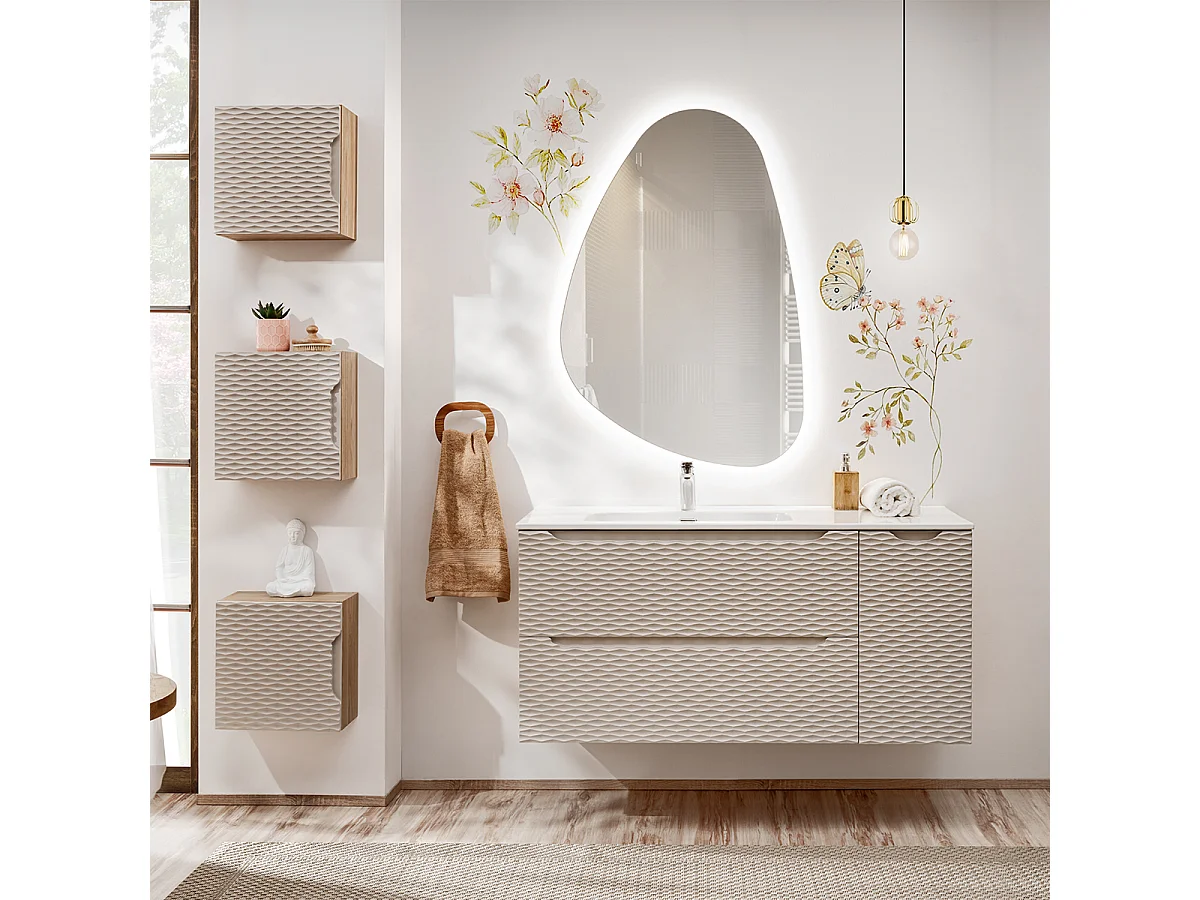 Armario de pared 1 puerta Elora Beige y Madera