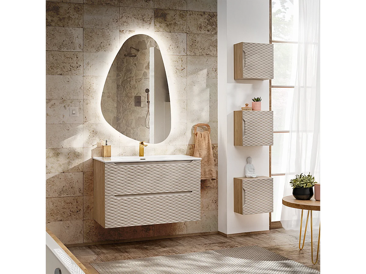 Armario de pared 1 puerta Elora Beige y Madera