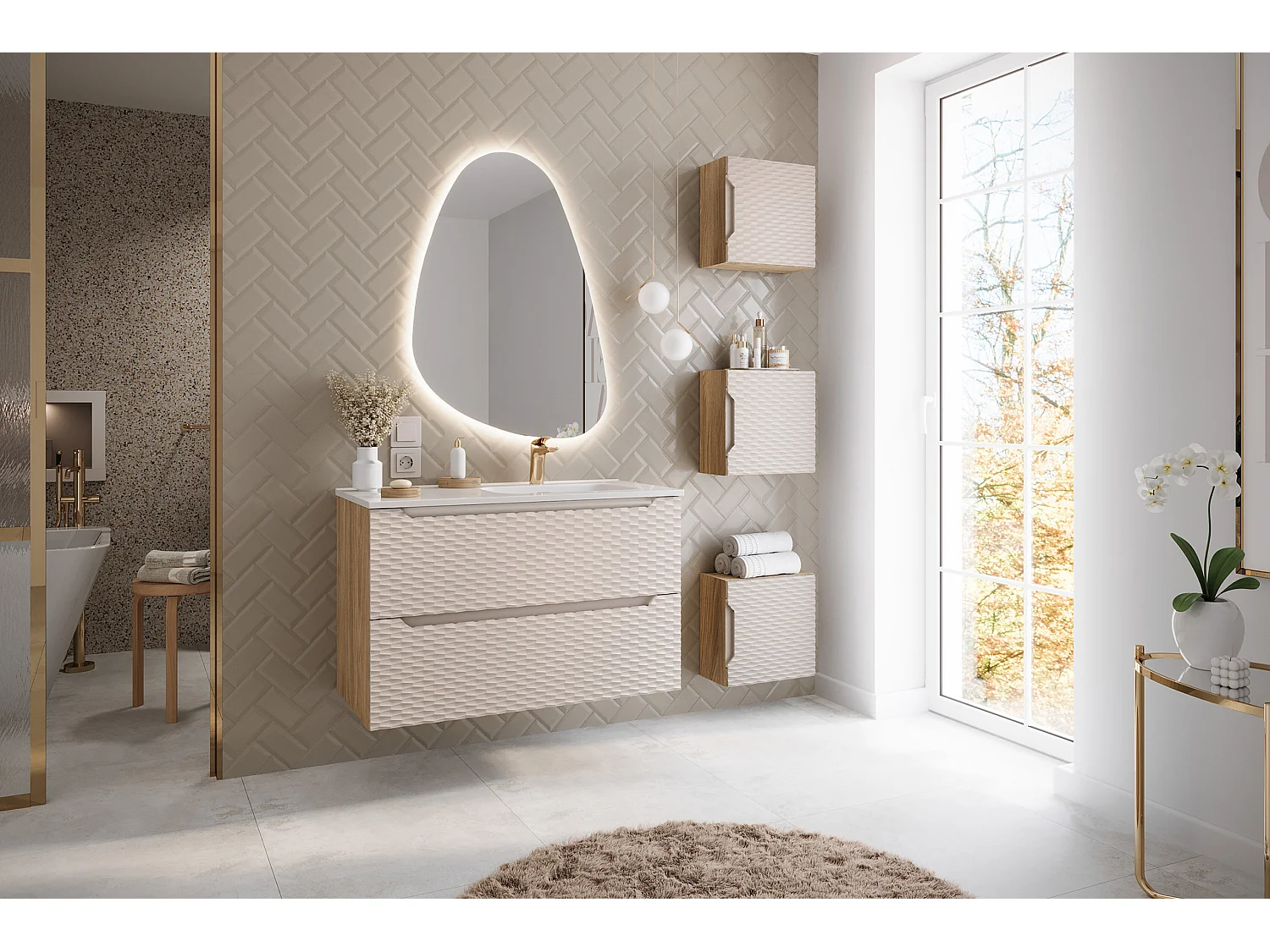 Armoire Haute Ocean Beige 35 x 35 cm 1 Porte