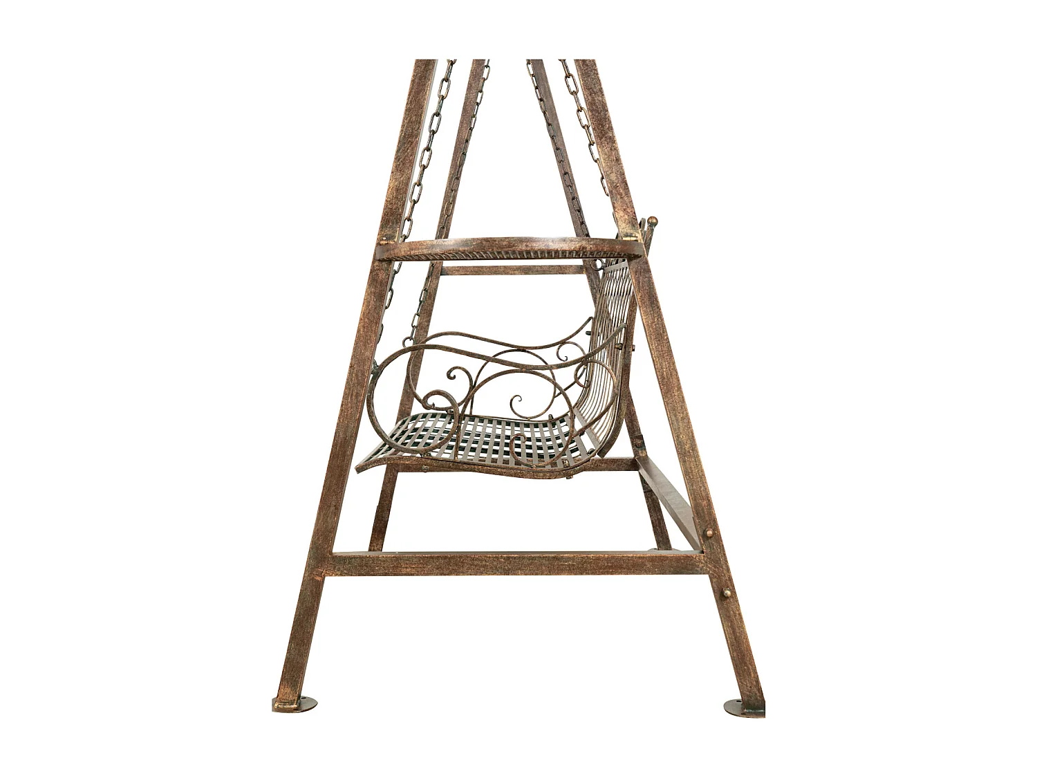 BISCOTTINI Panca a Dondolo in Ferro Battuto - Dondolo 2 posti Finitura Anticata - Dondolo per Esterno e Giardino - 198x100x220cm