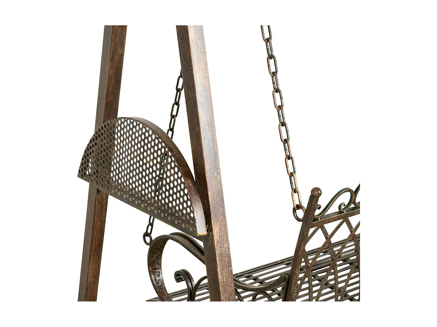 BISCOTTINI Panca a Dondolo in Ferro Battuto - Dondolo 2 posti Finitura Anticata - Dondolo per Esterno e Giardino - 198x100x220cm