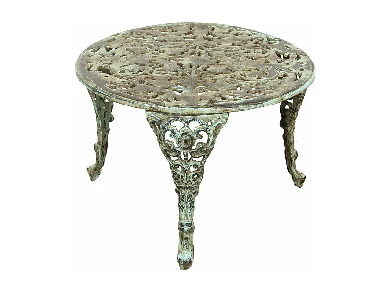 BISCOTTINI Table - Fer Forgé Finition Antique - Table d'Extérieur - Mobilier de Jardin - Terrasse - Balcon - Table en Métal - Table Basse - 62x62x41cm