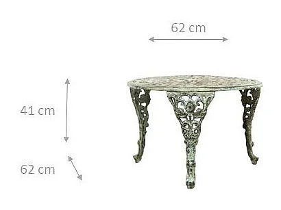 BISCOTTINI Table - Fer Forgé Finition Antique - Table d'Extérieur - Mobilier de Jardin - Terrasse - Balcon - Table en Métal - Table Basse - 62x62x41cm