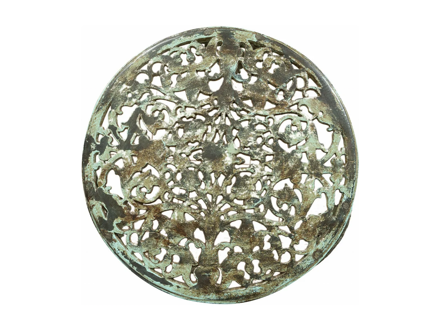 BISCOTTINI Table - Fer Forgé Finition Antique - Table d'Extérieur - Mobilier de Jardin - Terrasse - Balcon - Table en Métal - Table Basse - 62x62x41cm