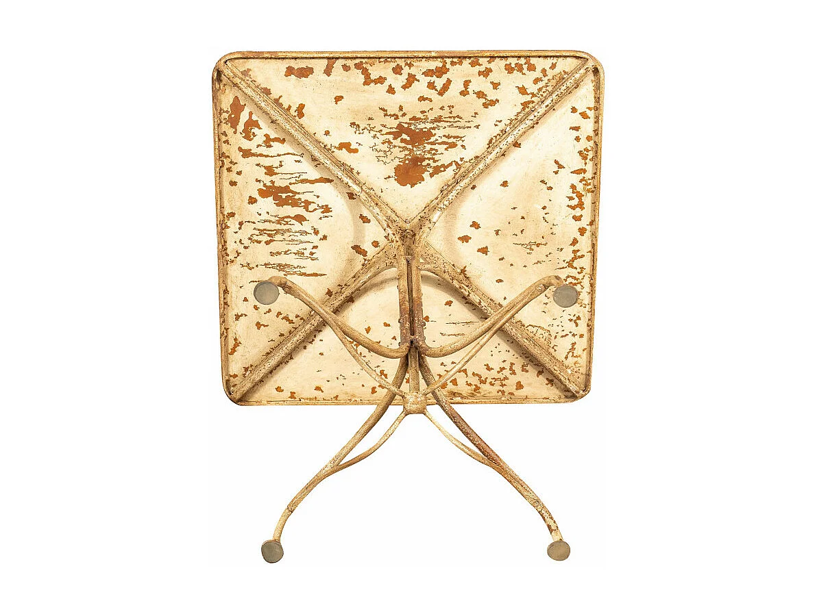 BISCOTTINI Table de Jardin - Fonte avec Finition Blanche Antique - Table de Jardin - Balcon - Terrasse - Table de Café - 70x70x76 cm