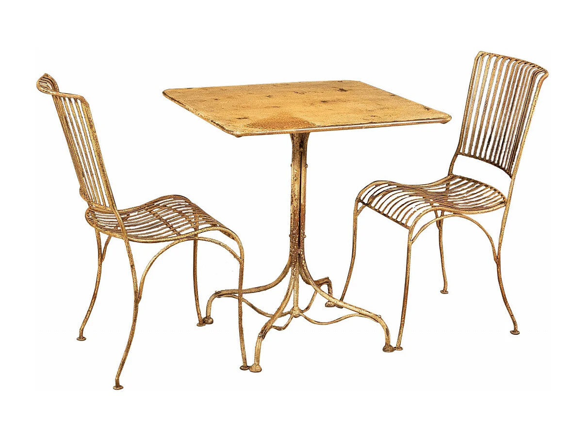 BISCOTTINI Table de Jardin - Fonte avec Finition Blanche Antique - Table de Jardin - Balcon - Terrasse - Table de Café - 70x70x76 cm