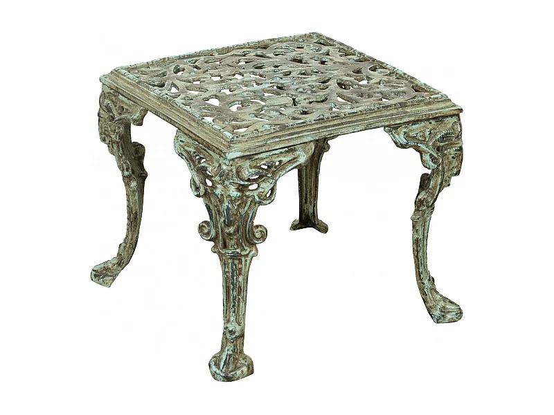 BISCOTTINI Table - Fer Forgé Finition Antique - Table d'Extérieur - Mobilier de Jardin - Terrasse - Balcon - Table en Métal - Table Basse - 50x50x42cm
