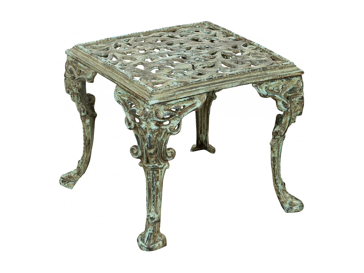 BISCOTTINI Table - Fer Forgé Finition Antique - Table d'Extérieur - Mobilier de Jardin - Terrasse - Balcon - Table en Métal - Table Basse - 50x50x42cm