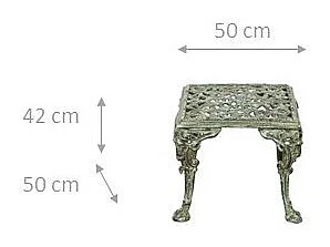 BISCOTTINI Table - Fer Forgé Finition Antique - Table d'Extérieur - Mobilier de Jardin - Terrasse - Balcon - Table en Métal - Table Basse - 50x50x42cm